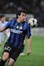 Diego Milito in action during the match